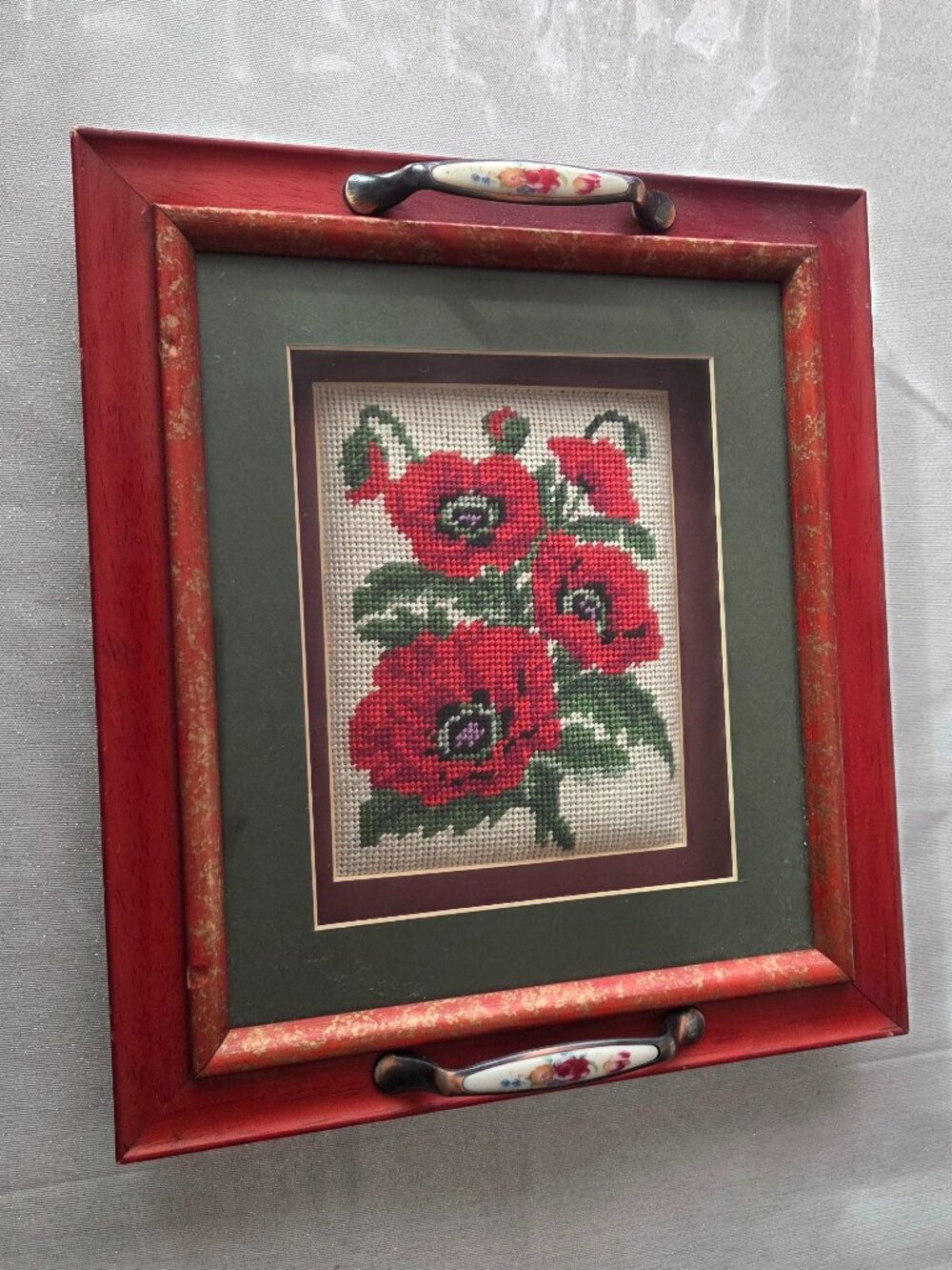 Vintage Galleri Erberk, Istanbul Poppy Needlepoint Tray